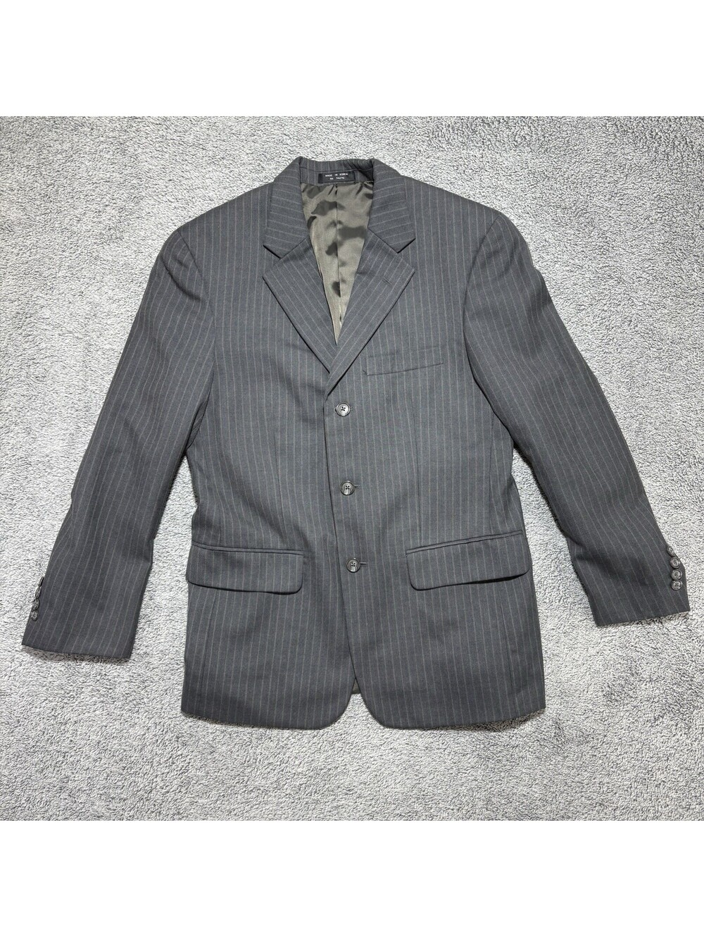 Enrico Gelini Dark Grey Pinstripe Wool Blazer Men’s Size S36
